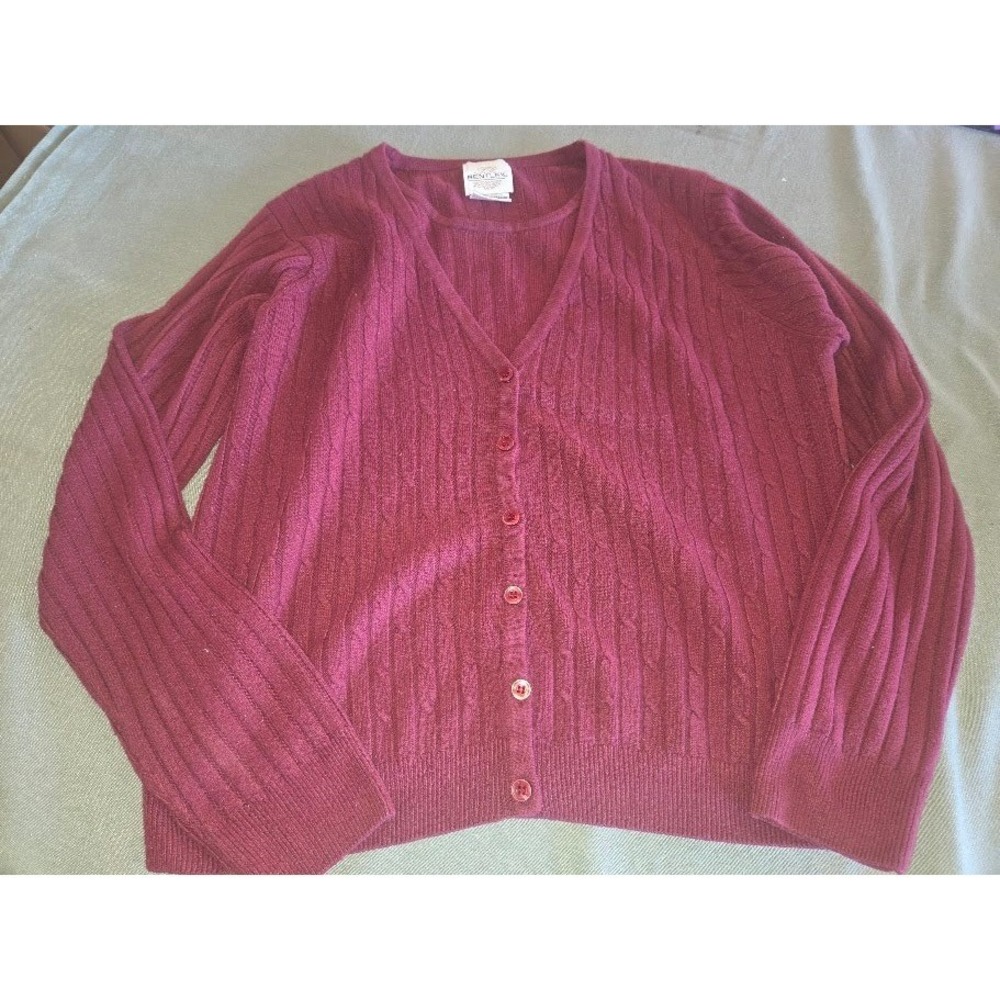 Bentley Womens Maroon Cable Knit Cardigan Sweater